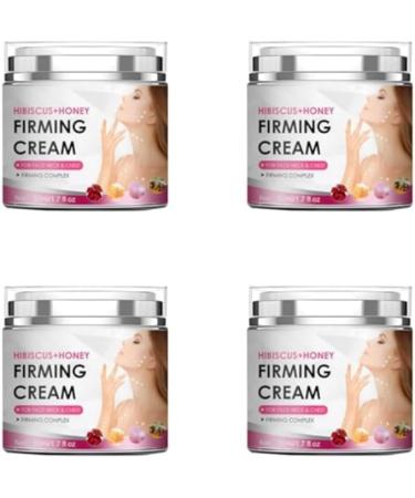 (Most Gifted) 2024 New 4 Jars Honey Hibiscus Firming Cream Neck Firming Cream Skin Tightening Cream for Face & Body Anti-Wrinkle Facial Moisturizer with Collagen for All Skin Types. 50ml/1.7fl.oz
