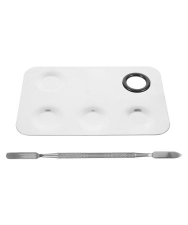 Palette de M lange Maquillage en Acier Inoxydable 2 Pi ces Grosse Taille Carr e 5 Trous avec Spatule Plateau de M lange Fond de Teint et Pigments pour Nail Art et Maquillage