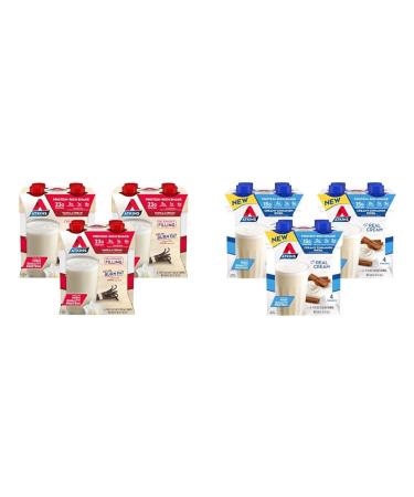 Atkins Vanilla Cream Meal Size Protein Shake 23g Protein 3g Carb 1g Sugar and Atkins Creamy Cinnamon Swirl Protein Shake 15g Protein 2g Net Carb 12 Count