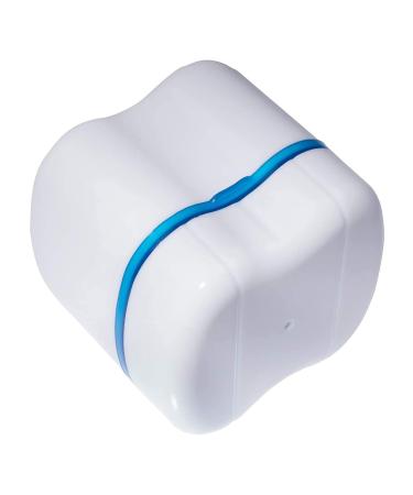 Denture Brush Retainer Case with Basket - Blue | Denture Cups Bath Container for Travel - Mouth Guard & Night Guard Holder - Buy Online on GoSupps.com
