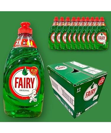 Fairy Original Washing Up Liquid Green with LiftAction | Dishes Grease Cleaner | 320ML | (Pack of 10)