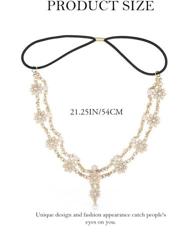 Buy Runmi Bridal Head Chain | Pearls Hair Accessories | Gold Headband & Flower Hairpiece for Women & Girls | Perfect Festival Hair Accessory - Buy Online on GoSupps.com