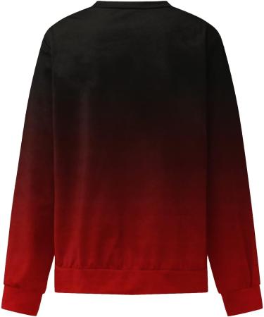 Ganfancp Women's Crewneck Sweatshirt - Winter Lightweight Long Sleeve Pullover Tops in Gradient Print - Comfy Loose Blouse - Wine - Size Large - Buy Online on GoSupps.com