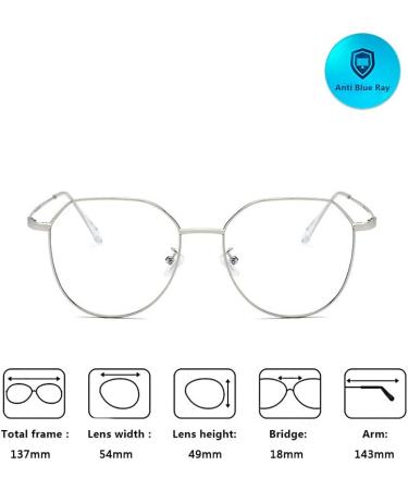 Sirain Blue Light Blocking Round Frame Glasses - Anti Blue Ray Eyewear for Gaming & Computer Use | Silver-2 - Buy Online on GoSupps.com