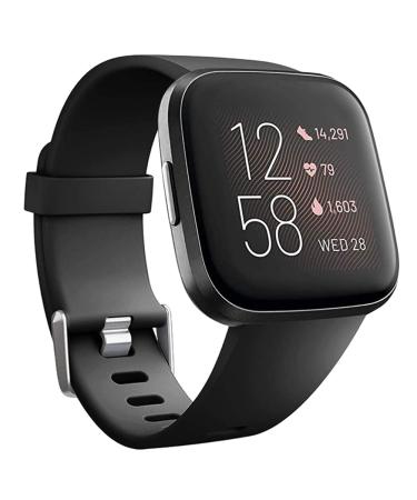 Replacement Bands Compatible with Fitbit Versa/Versa 2 / Versa Lite, Silicone Adjustable Classic Accessory Wristband Fitness Straps for Women Men Small and Large Black Large