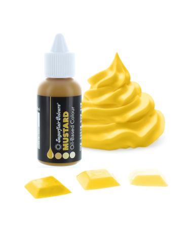 Sugarflair Mustard (Yellow) Oil Based Food Colouring Highly Concentrated Edible Oil Based Blue Food Colour for Consistent Colouring of High Fat Foods: Icing Buttercream Chocolate & More - 30ml Single Mustard (Yellow)