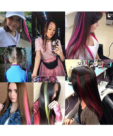 LSKJMO 10PCS Pink 22 Inch Colorful Clip-in Hair Extensions - Multicolor Straight Synthetic Hairpieces for Women & Girls - Buy Online on GoSupps.com