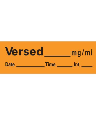 PDC AN-149 Anesthesia Removable Tape with Date Time & Initial Versed Mg/Ml 1/2 Width 500 Length 333 Imprints Orange