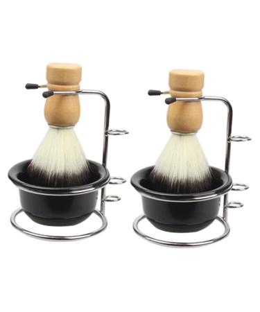 Fomiyes 2 sets of shaving foam shell shave men's shaving set hairdresser dust brush holder for bare turf rats razor razor razor man stainless steel plastic small bowl 12x8.5cmx2pcs blackx2st