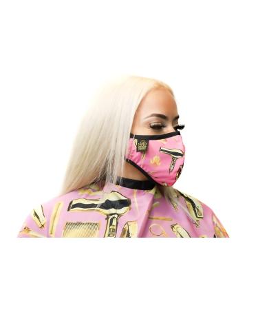 Barber Face Shield & Hair Stylist Mask - Adjustable Washable Reusable | King Midas (Pink & Gold - Buy Online on GoSupps.com