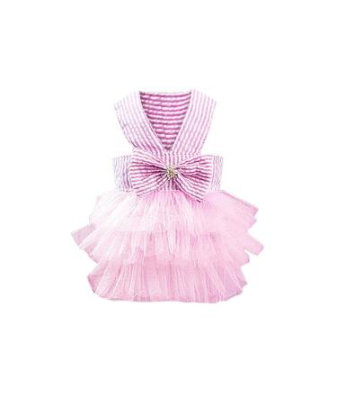 Doublehero dog bubble rock summer fashion stripes lace dog dress princess dresses dresses for dogs cute sleeveless clothing vintage clothing cough costume for solid halloween Christmas l pink