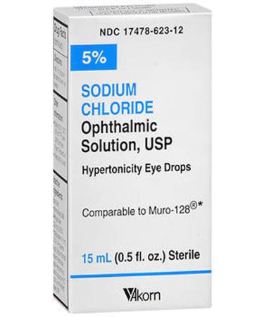 Akorn USP 5 Sodium Chloride Ophthalmic Solution, 0.5 Fluid Ounce 0.5 Fl Oz (Pack of 2)