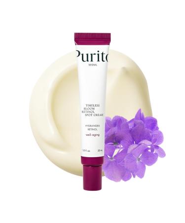 PURITO SEOUL Timeless Bloom Retinol Spot Cream Korean Jeju Hydrangea for Sensitive Skin Retinol Cream Wrinkle Reduction Anti Aging Face Cream K-Beauty 30ml 1fl.oz