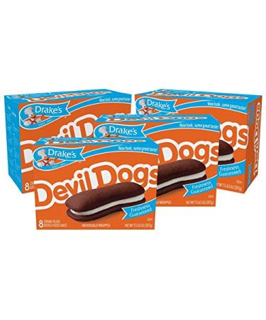 Drake's Devil Dogs, 32 Individually Wrapped Devils Food Cakes, 8 Count (Pack of 4)
