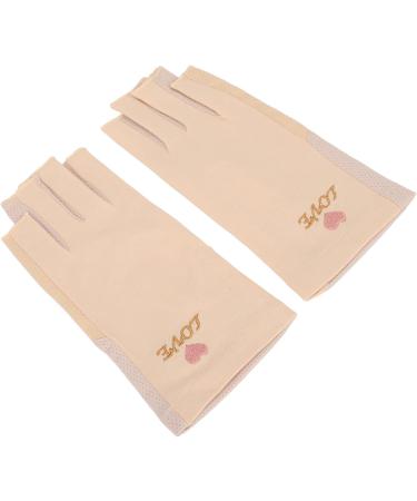Manicure Gloves UV Protection Stretchy Breathable Fingerless Fiber Cotton Nail Lamp Gloves for Home Salon Grey (Light Yellow) - Buy Online on GoSupps.com