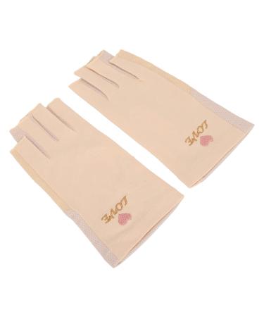 Manicure Gloves UV Protection Stretchy Breathable Fingerless Fiber Cotton Nail Lamp Gloves for Home Salon Grey (Light Yellow)