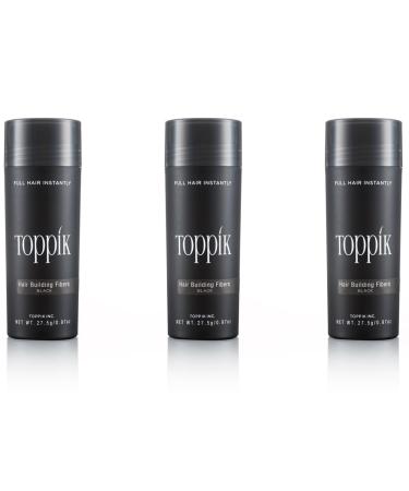 3 x TOPPIK 27.5 g. Hair Thickener Loose Hair Fibers Microhairs Color: Black