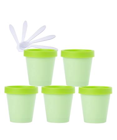TIANZD 5 Pieces 200ml Green Mask Mixing Bowl Empty 200g Plastic Storage Jars with Inner Liner for Storage Body Hand Face Cream Lotion Gel Bath Salt Cosmetic with 5x Spatula Green 200ml