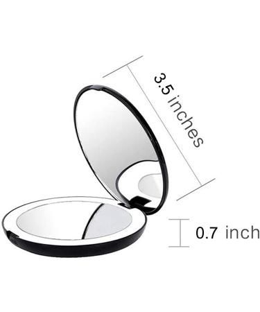 Qoekacy Portable Folding Mirror with LED Light Makeup Mirror 10X Magnifying Glass 12 Lamp Bead Mini Mirror Black - Buy Online on GoSupps.com