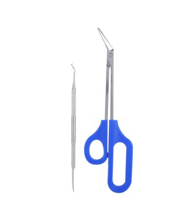 Long Handle Toenail Scissors with Ingrown Toenail File Stainless Steel Long Handled Clipper Manicure Pedicure Kit Set for Adult Seniors