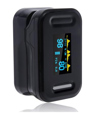 SPo2 Monitor Pulse Oximeter UK adhere to NHS Guidance Heart Monitor Blood Oxygen Monitor Fingertip SPo2 Levels CE Certified All Age Group Includes Lanyard Manual & Batteries Regular Black