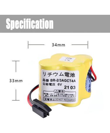 Pack of 4 BR-2/3AGCT4A 6V 4400mAh Replacement Battery for FANUC A98L-0031-0025 CNC System - Black Plug Connector - International Shipping Available - Buy Online on GoSupps.com