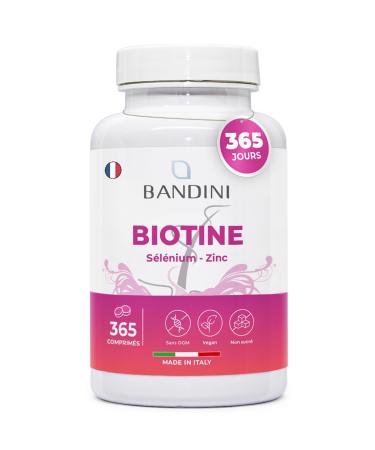 Bandini® Biotin Deluxe Hair Growth + Selenium + Zinc - 365 Tablets for Skin Health and Hair - High Dosage and Absorption - Hair Growth - 1 Year Treatment