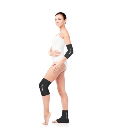 Ice Pack for Elbow & Knee Freeze Sleeve for Knee Ankle Ice Pack Wrap Reusable Flexible Gel Cold & Hot Compress Therapy Elbow Ice Pack for Tendonitis and Tennis Elbow Arms Thighs Calves Pain Relief Black L