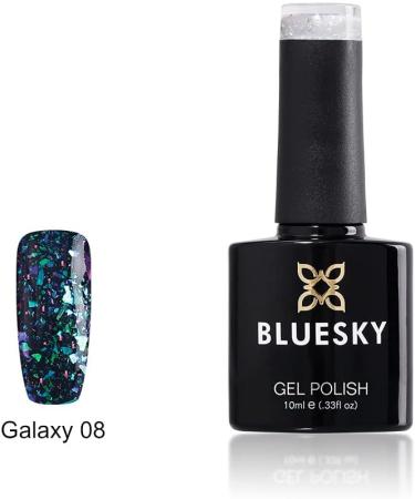 Bluesky Gel Nail Polish Galaxy 08 Twilight Zone Clear Coat with the Galaxy Colored Flakes Glitter 10ml (Requires Curing Under UV LED Lamp) - Buy Online on GoSupps.com