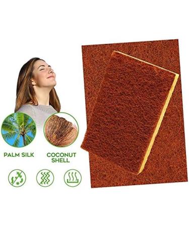 domoi Natural Plant Based Scrub Sponge 8 Pack Palm Fiber Scrubber Sponge with Non Scratch Biodegradable Compostable Sponges - Buy Online on GoSupps.com