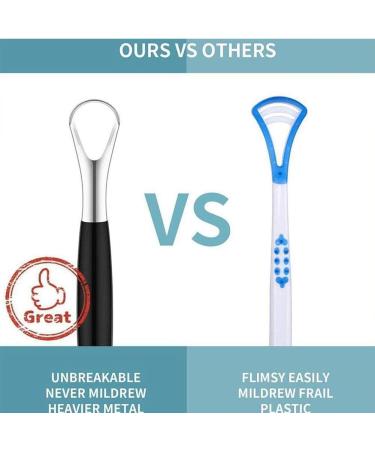 Premium Stainless Steel Tongue Scraper - Surgical Quality Metal Tool for Oral Hygiene & Bad Breath Elimination - Buy Online on GoSupps.com