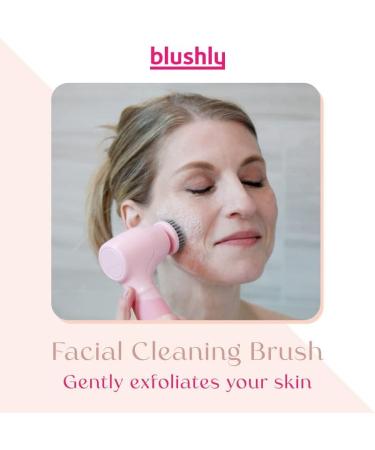 Blushly Facial Cleansing Brush - 360 Degree Exfoliating Facial Brush - Skin Care Routine Essential for Deep Cleaning - Pink - Buy Online on GoSupps.com