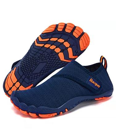 Racqua Boy's Girl's Kids Water Shoes Quick Dry Barefoot Lightweight Pool Swim Beach Sport Aqua Shoes(Toddler/Little Kid/Big Kid) 6 Big Kid Wzk163b-blue/Orange