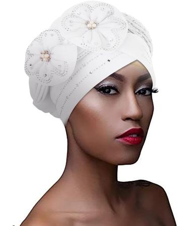 Woeoe Black Rhinestone Head Wrap with Flower Pearls - Twisted Head Turban for Women and Girls - Buy Online on GoSupps.com