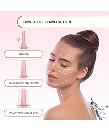 Silicone Facial Cupping Therapy Set - 4 Cups + Free Exfoliating Brush - Anti-Wrinkle & Anti-Aging - Hygienic Face & Eye Massage Kit - Buy Online on GoSupps.com