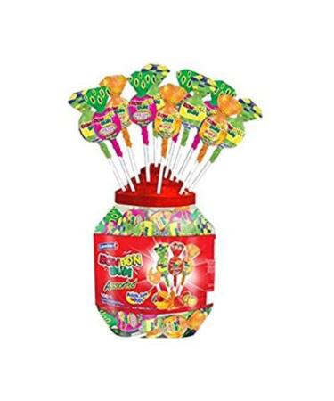 Bon Bon Bum Assorted Lollypops Jar 100 Count Box of 1-Fd