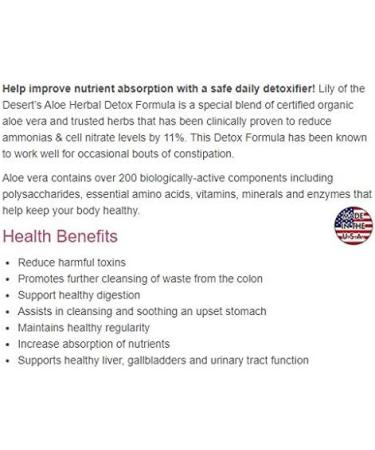 Lily Of The Desert Aloe Vera Detox Formula - Natural Cleanse and Detox Support - Buy Online on GoSupps.com