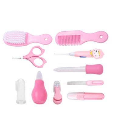 Zerodis Baby Care Kit  10Pcs Newborn Baby Health Care Tools Safety Nail Clipper Scissor Grooming Kit(Pink)