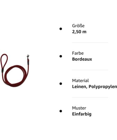 Buy Basic Rope Dog Leash 10mm - 2.50m 27 Colors Available Durable Hand Loop - Burgundy (Bordeaux) - International Shipping - Buy Online on GoSupps.com