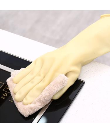 Premium Long Rubber Household Gloves | Reusable Cleaning & Garden Gloves (Beige Size M) - Perfect for Car Wash & Work - Buy Online on GoSupps.com