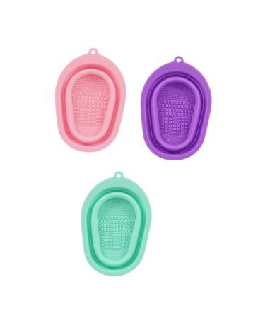 FRCOLOR Set of 3 cleaning pads for make-up brushes cleaning bowl for make-up brushes silicone brush cleaning pad tool make-up brush cleaner for cosmetic brushes brush cleaning pad mat