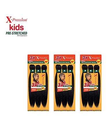 Sensationnel African Collection 3X X-PRESSION Kids Pre-Stretched Braid 28" (3-Pack SM1B/BG) - Ideal for Easy Braiding & Styling | Shop Internationally - Buy Online on GoSupps.com