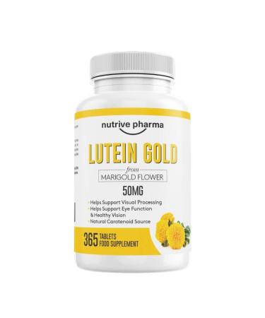 Lutein 50mg from Calendula | 365 Tablets | Vitamins for Eye Health | Food Supplements Without GMO and Gluten | Helps Filter Out Blue Light | from nutrive pharma