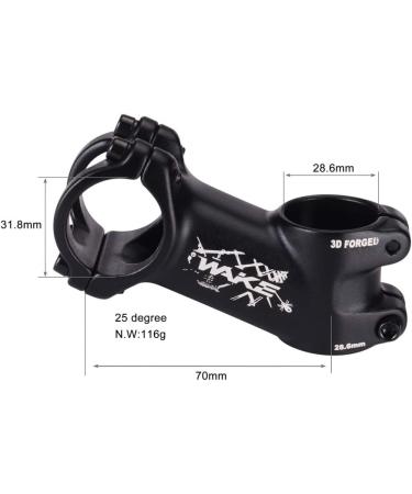 Wake 31.8 Stem 70mm - Aluminum Alloy Black MTB Short Handlebar Stem for Road Bike, Mountain Bike, BMX - 25 Degree - Buy Online on GoSupps.com