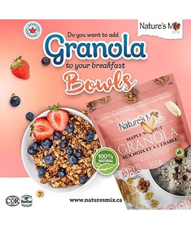 Nature's Mix Maple Walnut Granola - Canadian Locally Made - Vegan and Kosher Certified Maple Walnut Granola 312 Grams light pink grams 312 g (Pack of 1) Light Pink - Buy Online on GoSupps.com
