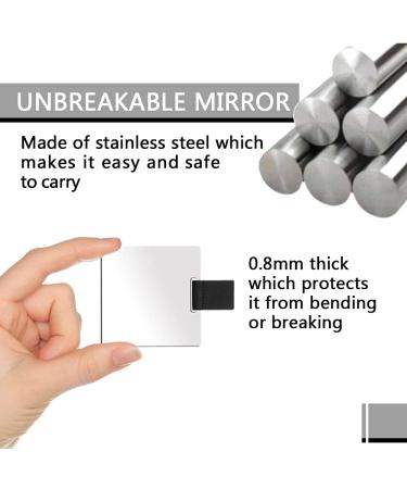 Ultra Thin Pocket Mirror - Unbreakable Stainless Steel Lightweight & Stylish PU Leather Bag - Perfect for Makeup Camping & Travel (Black) - Buy Online on GoSupps.com