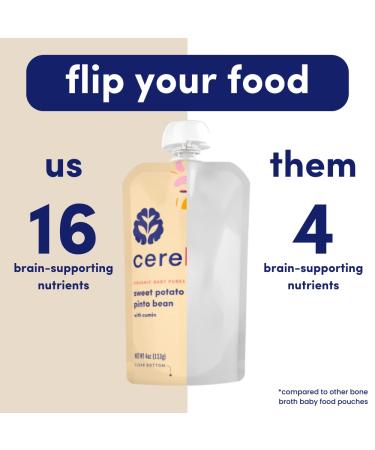 Cerebelly Baby Food Pouches - Sweet Potato Pinto Bean + Chicken Bone Broth (6 Count) - Healthy Kids Snacks - 16 Brain-Supporting Nutrients - No Added Sugar - Veggie Purees - Buy Online on GoSupps.com
