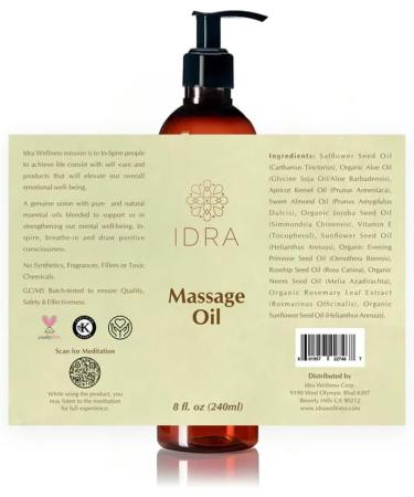 Idra Wellness Body Massage Oil | Lavender Rose & Ylang Ylang | 100% Pure | 240ml for Instant Absorption & Full Body Massage Therapy - Buy Online on GoSupps.com