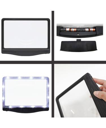 4X Large Ultra Bright LED Page Magnifier - Handheld Magnifier for Reading Seniors and Low Eyesight Person for Reading Small Fonts & Low Vision Seniors (Black) - Buy Online on GoSupps.com