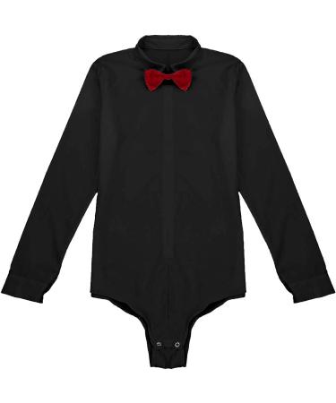 Agoky Men's Latin Dance Leotard Shirt Zipper T-Shirt Long Sleeve Romper Black Medium - Buy Online on GoSupps.com